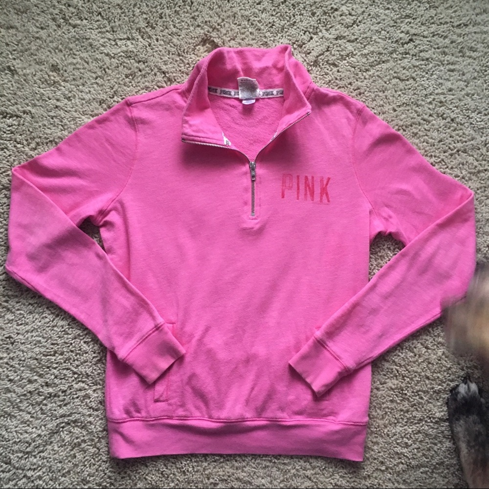 PINK quarter-zip pullover sweatshirt